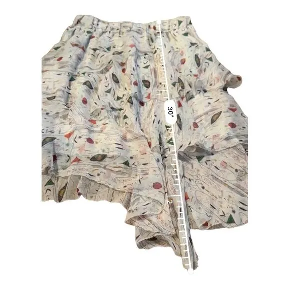 Isabel Marant Jeezon Gathered Asymmetrical Printed Silk‎ Skirt in Erell Sz 42