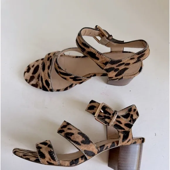 J. Crew Animal Print Sandals Heels Block Size 6