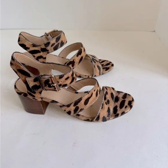 J. Crew Animal Print Sandals Heels Block Size 6
