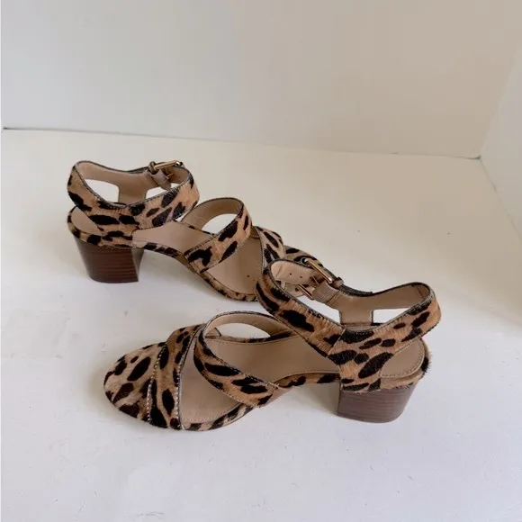 J. Crew Animal Print Sandals Heels Block Size 6