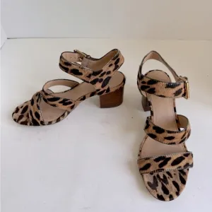 J. Crew Animal Print Sandals Heels Block Size 6