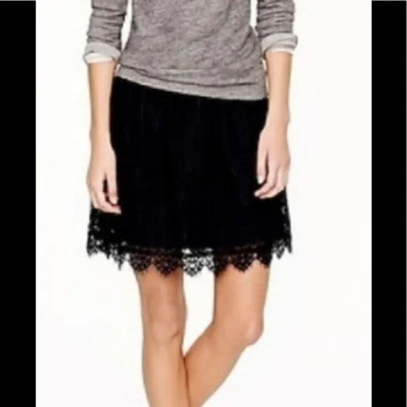 J Crew black label dark blue scalloped lace skirt.