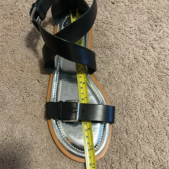 J. Crew black Sorrento Made in Italy strappy sandals silver buckle ankle strap
