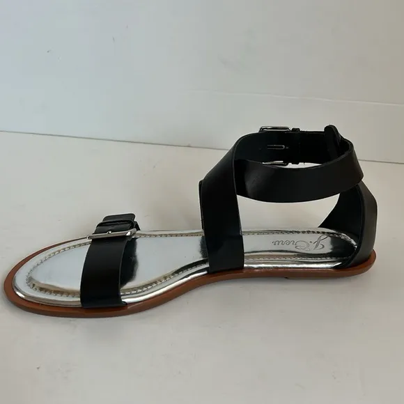 J. Crew black Sorrento Made in Italy strappy sandals silver buckle ankle strap