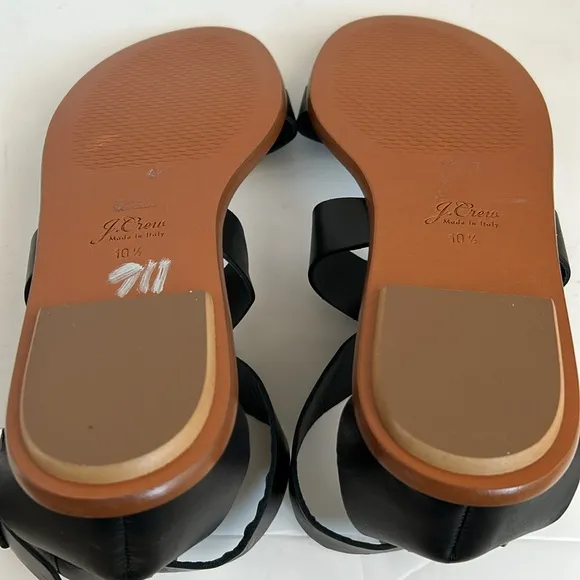 J. Crew black Sorrento Made in Italy strappy sandals silver buckle ankle strap
