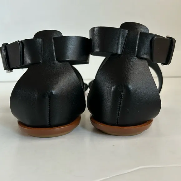 J. Crew black Sorrento Made in Italy strappy sandals silver buckle ankle strap