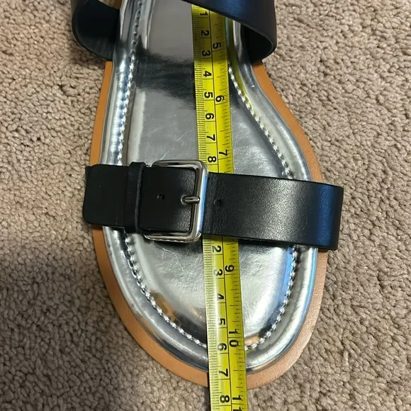 J. Crew black Sorrento Made in Italy strappy sandals silver buckle ankle strap