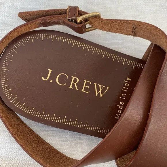 J. Crew Brown Leather Ankle Strap Sandals Made in Italy