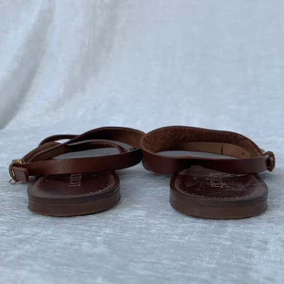 J. Crew Brown Leather Ankle Strap Sandals Made in Italy