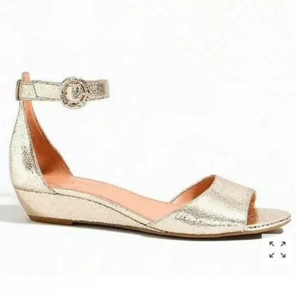 J. Crew Factory Demi Crackle Gold Wedge Sandals