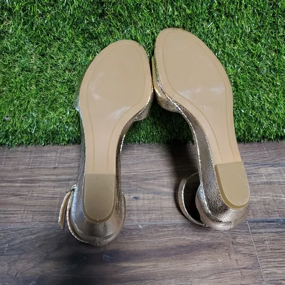 J. Crew Factory Demi Crackle Gold Wedge Sandals