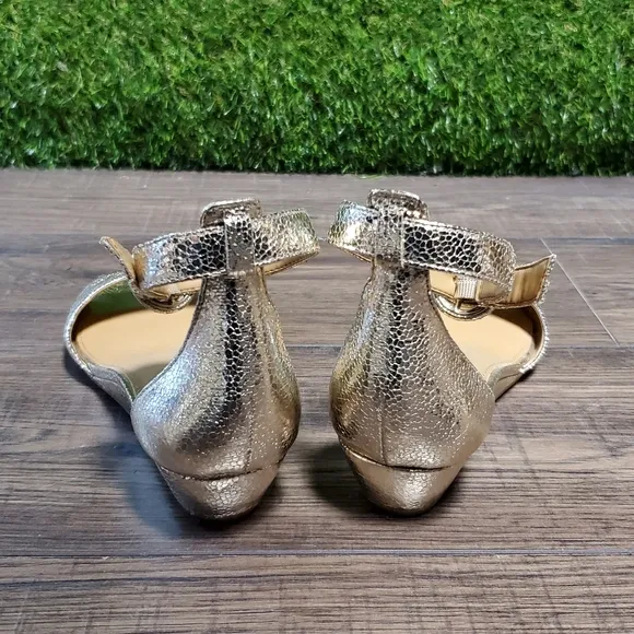 J. Crew Factory Demi Crackle Gold Wedge Sandals