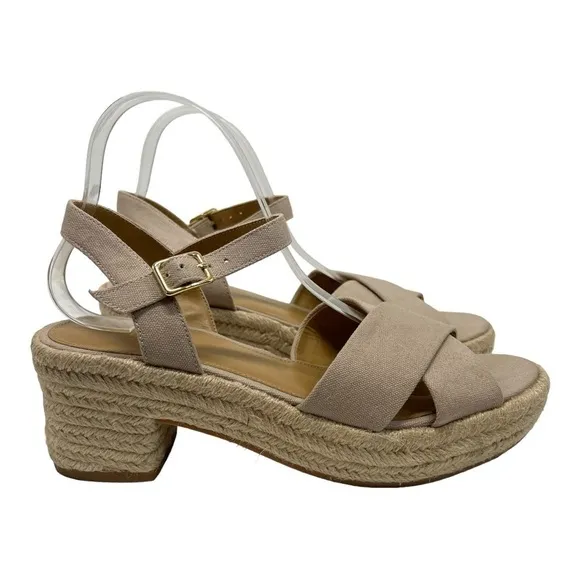 J. Crew Factory Tan Platform Espadrille Sandals Women’s 8.5