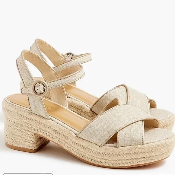 J. Crew Factory Tan Platform Espadrille Sandals Women’s 8.5