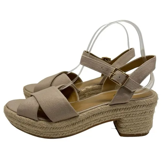 J. Crew Factory Tan Platform Espadrille Sandals Women’s 8.5