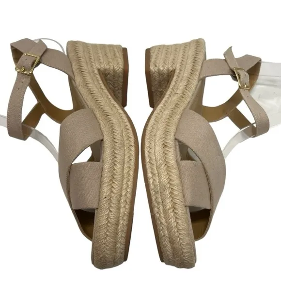 J. Crew Factory Tan Platform Espadrille Sandals Women’s 8.5