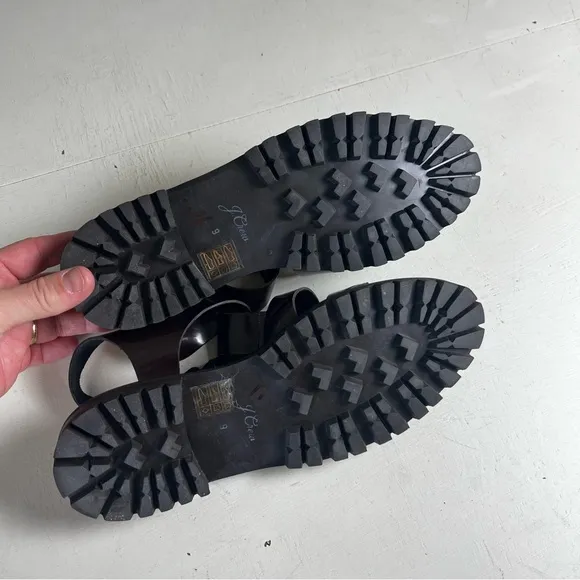J. CREW- Fisherman Lug Sole Sandals Rich Hickory Strappy Buckle Slip On Shoe