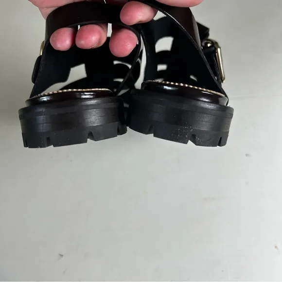 J. CREW- Fisherman Lug Sole Sandals Rich Hickory Strappy Buckle Slip On Shoe