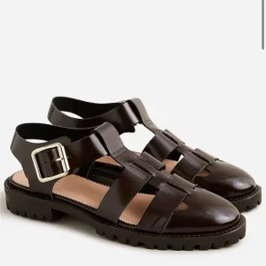 J. CREW- Fisherman Lug Sole Sandals Rich Hickory Strappy Buckle Slip On Shoe