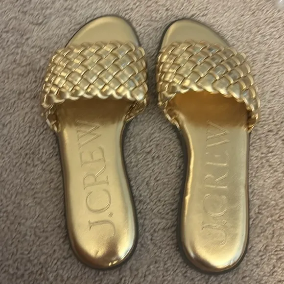 J Crew Georgina woven sandals in metallic leather BX907