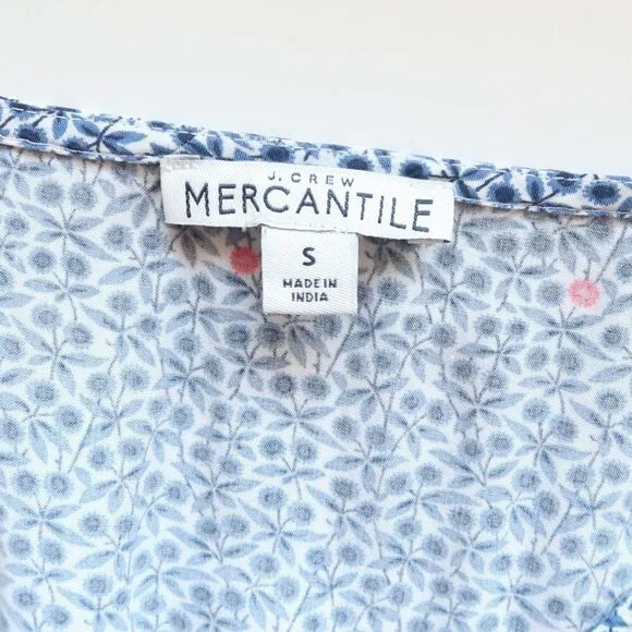 J. Crew Mercantile Blue &amp; White Floral Ruffle Wrap Surplice V-neck Midi Dress