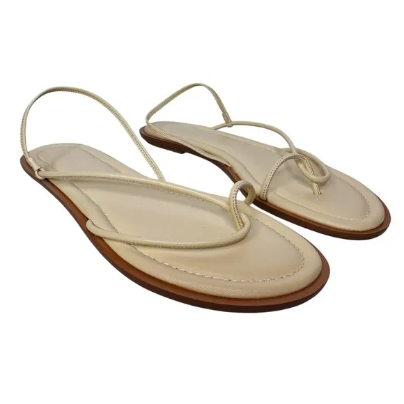 J. CREW NEW Italian Leather Strap Sandal Size 8.5 in Palest Yellow