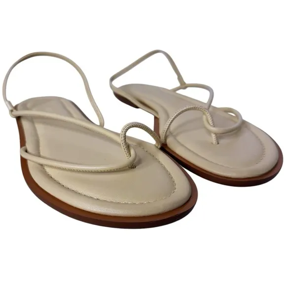 J. CREW NEW Italian Leather Strap Sandal Size 8.5 in Palest Yellow