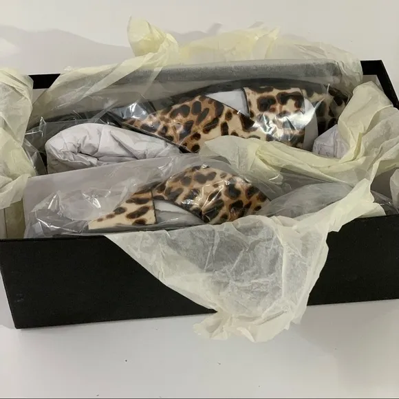 J. Crew NEW Leopard Calf Hair Cross Strap Sandals