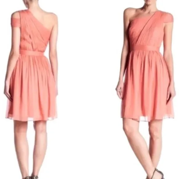 J Crew - Silk Chiffon Pleated Shoulder Dress