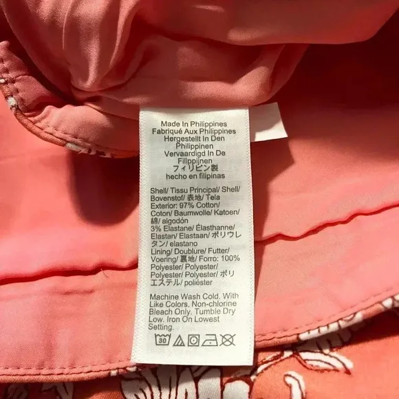 J Crew Skirt Coral Pink Pencil Skirt Floral NWT Womens Size 24 Cotton
