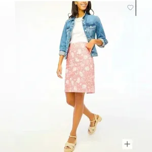 J Crew Skirt Coral Pink Pencil Skirt Floral NWT Womens Size 24 Cotton