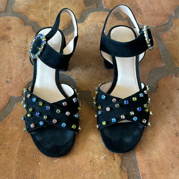 J. Crew suede sandals, rhinestone size 8 1/2