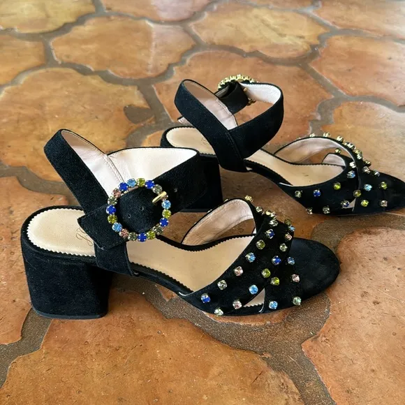 J. Crew suede sandals, rhinestone size 8 1/2