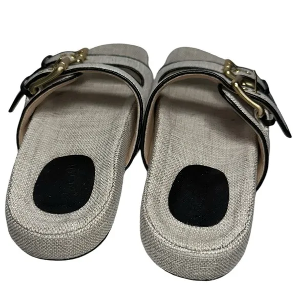 J. Crew Women’s Size 9.5 Natural Light Raffia Two Strap Buckle Marlow Sandals