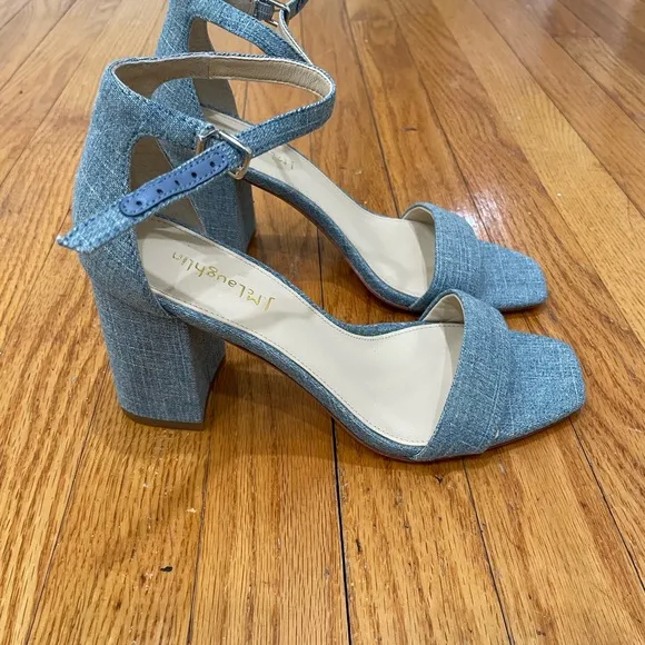 J. McLaughlin Blue Heeled Sandals with Ankle Strap