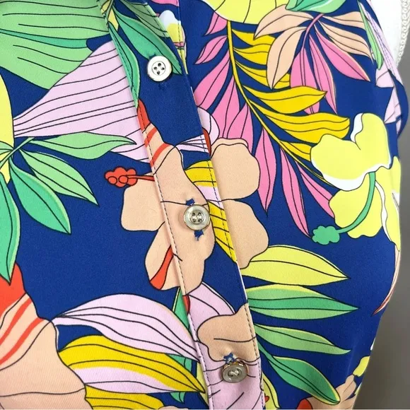 J. McLaughlin Hibiscus Floral Sleeveless Dress Pockets Blue Pink White XS NWT