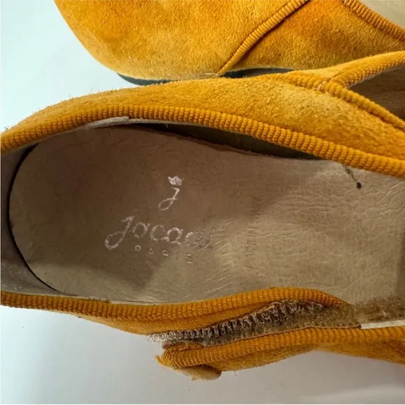 Jacadi Paris little girls Stylish Mustard Yellow Mary Jane Flats EUC