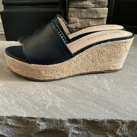 Jack Rodgers Women’s Size 11 Palmer Slide Espadrille Wedge Midnight Blue Sandals