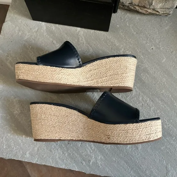 Jack Rodgers Women’s Size 11 Palmer Slide Espadrille Wedge Midnight Blue Sandals