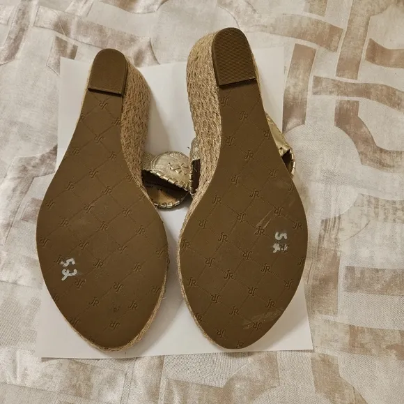 Jack Rogers Gold Espadrille Wedge Sandals