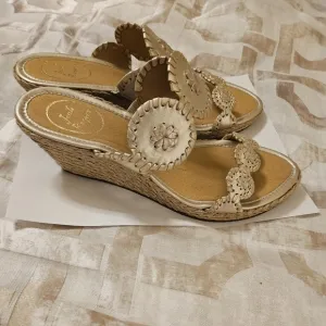 Jack Rogers Gold Espadrille Wedge Sandals