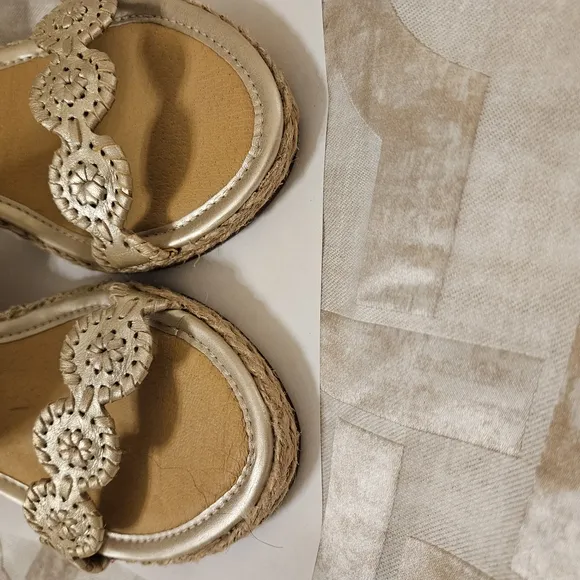 Jack Rogers Gold Espadrille Wedge Sandals