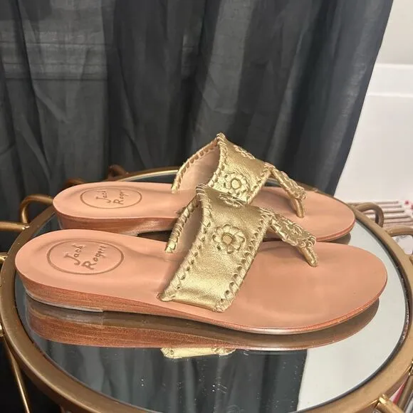 Jack Rogers Gold Metallic Wedge Sandals