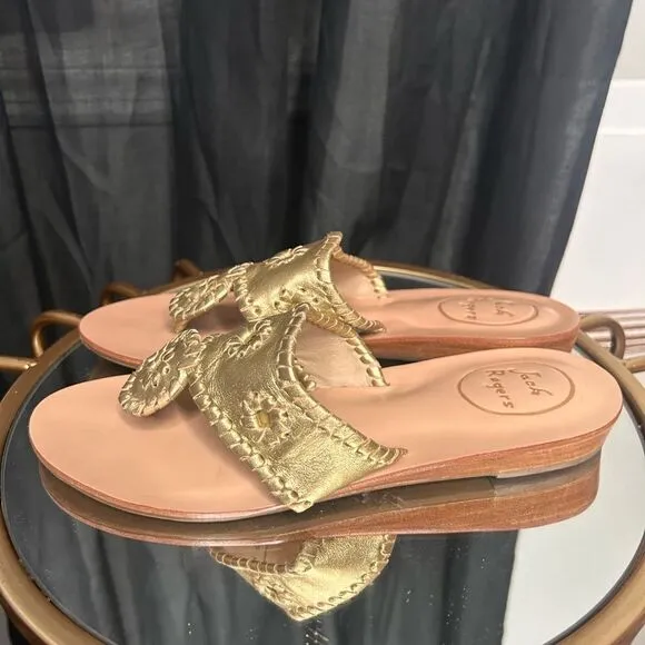 Jack Rogers Gold Metallic Wedge Sandals