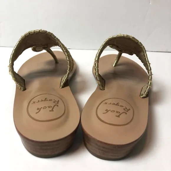 Jack Rogers Jacks Demi Wedge Sandals Gold Thong Sandal with Stacked Wedge