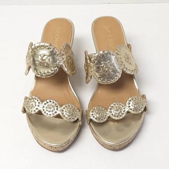Jack Rogers Lauren Wedge Sandals, Gold, Women's 6