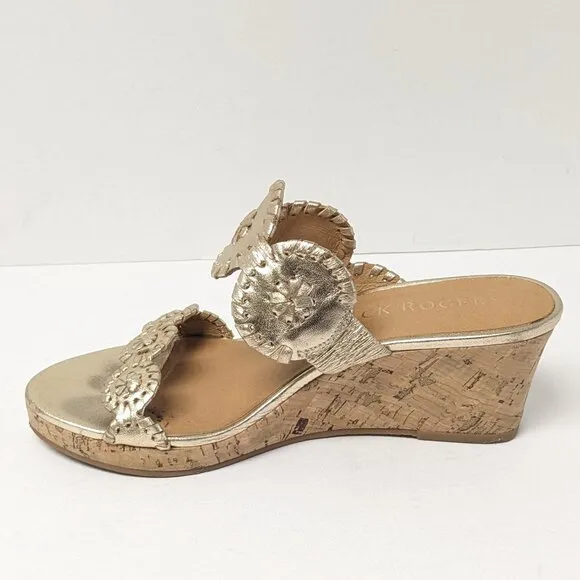 Jack Rogers Lauren Wedge Sandals, Gold, Women's 6