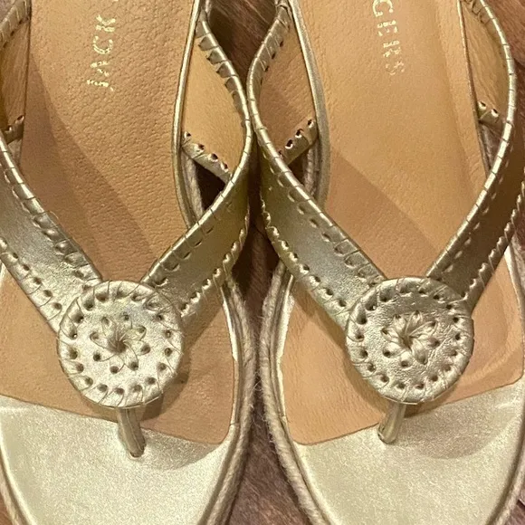 Jack Rogers Rowan Gold Metallic Wedge Platform Sandals 9.5