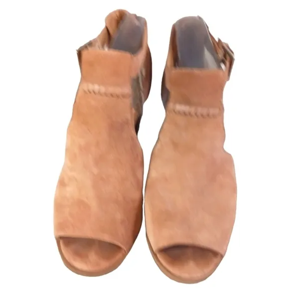 Jack Rogers Sandals Cameron Brown Suede Peep Toe Heeled Ankle Strap Shoe