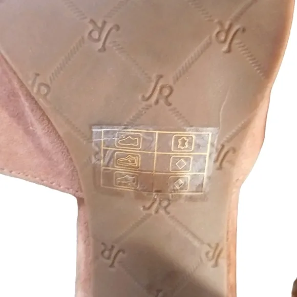 Jack Rogers Sandals Cameron Brown Suede Peep Toe Heeled Ankle Strap Shoe